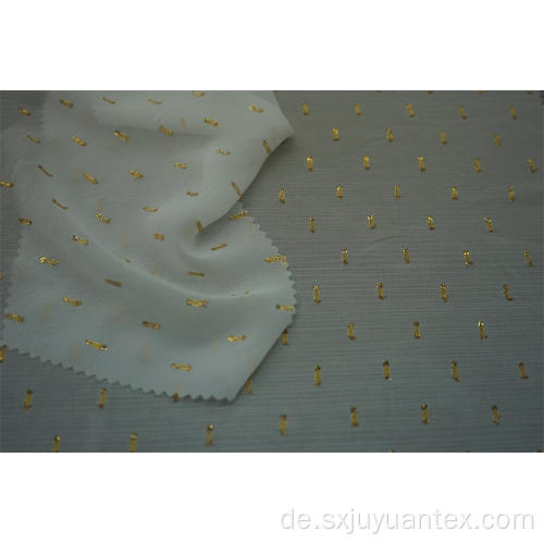 Polyester Gold Lurex Dot Clip Jacquard Chiffon Stoff